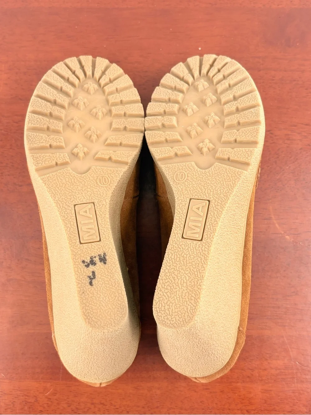 MIA Tan Suede Tassel Wedge Loafers